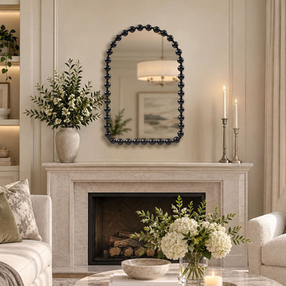Marlowe 24X36 Arch Beaded Wall Mirror - Black