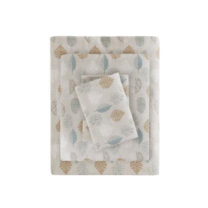 Cozy Cotton Flannel Printed Sheet Set - Multi Leaves