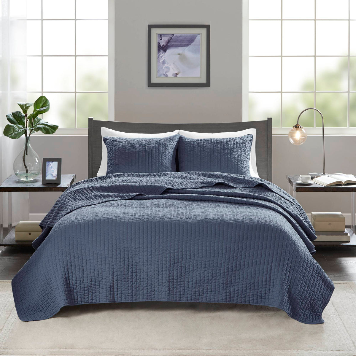 Keaton Quilt Set - Navy