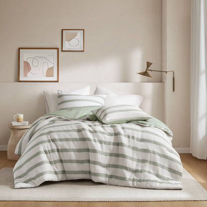 Merritt Yarn-dyed Striped Comforter - Sage Green
