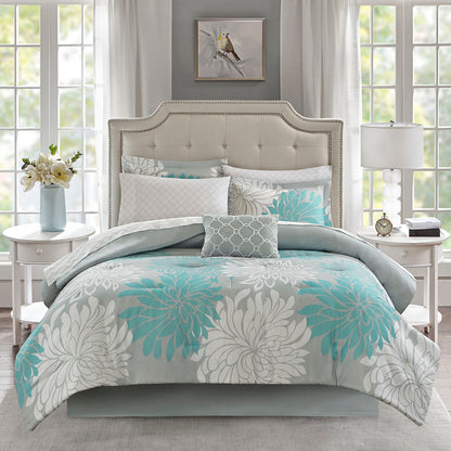 Maible Comforter Set with Cotton Bed Sheets - Aqua