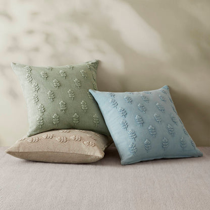 Ave Botanical 1 Piece Cotton Pillow Cover - Blue