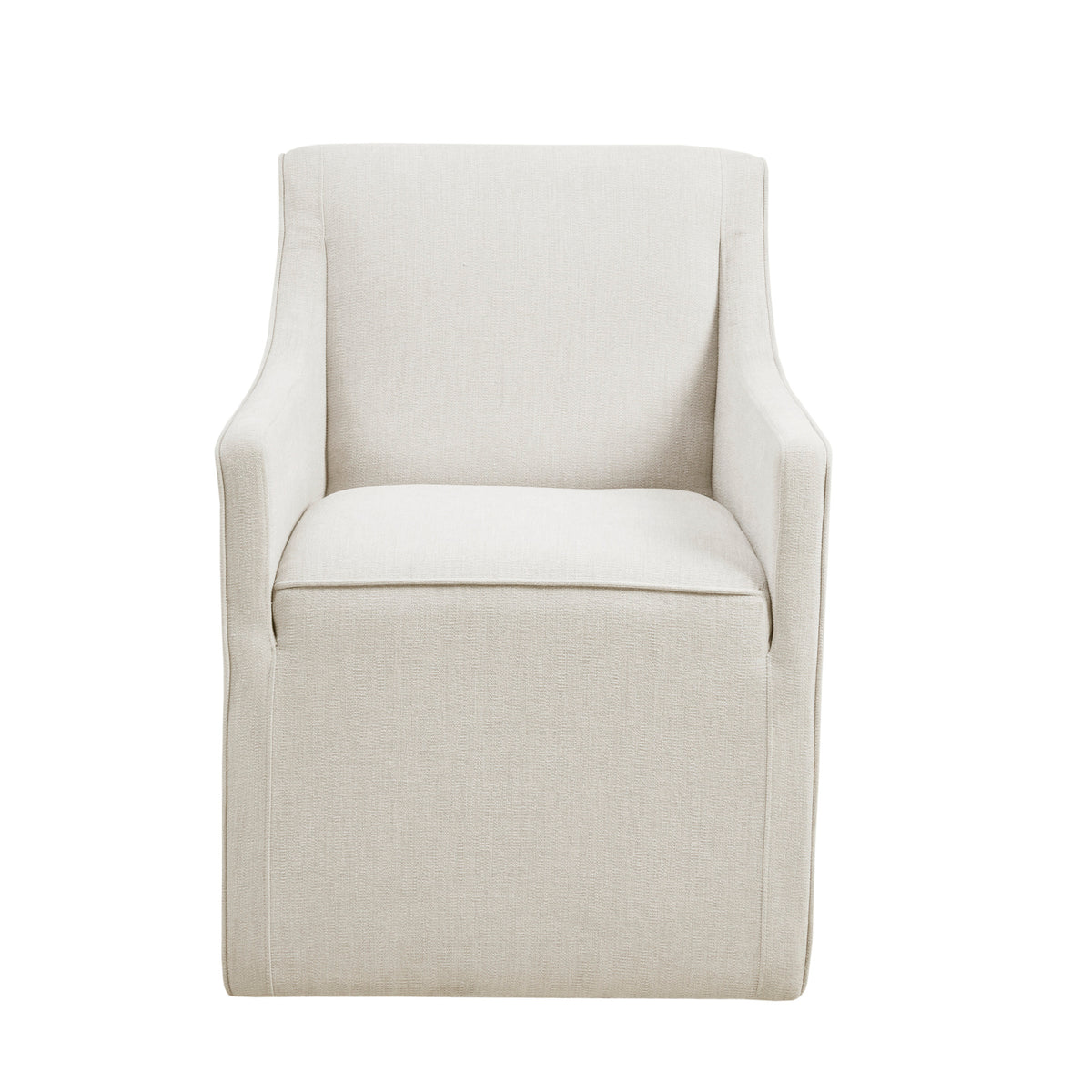 Charlotte Upholstered Dining Arm Chair with Hidden Casters - Cream