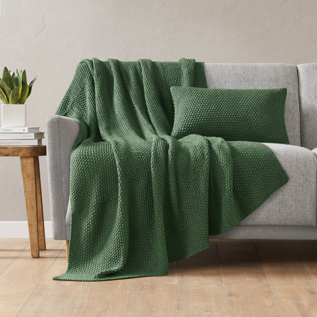 Bree Knit Oblong Pillow Cover - Green