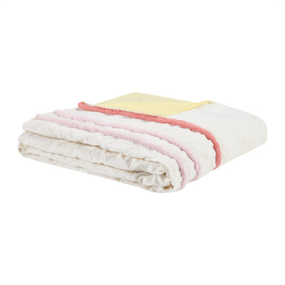 Haisley Cotton Duvet Cover Set with Chenille Trim - Pink