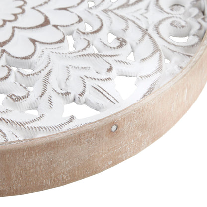 Medallion Trio Distressed White Floral 3-piece Carved Wood Wall Decor Set - Natural/White