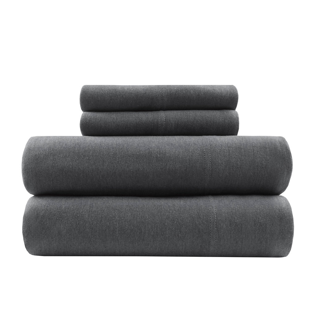 Cotton Blend Jersey Knit All Season Sheet Set - Dark Grey