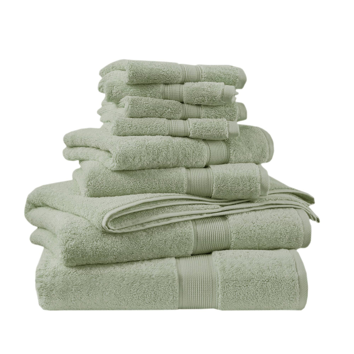 800GSM 100% Cotton 8 Piece Towel Set - Sage Green