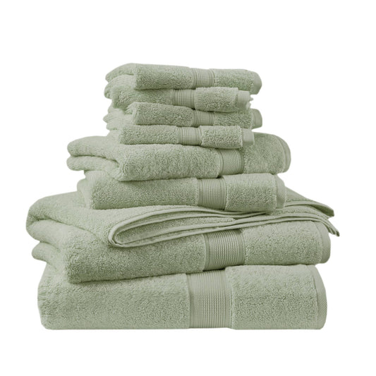 800GSM 100% Cotton 8 Piece Towel Set - Sage Green