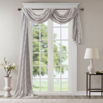 Irina Diamond Sheer Embroidered Window Scarf - Grey