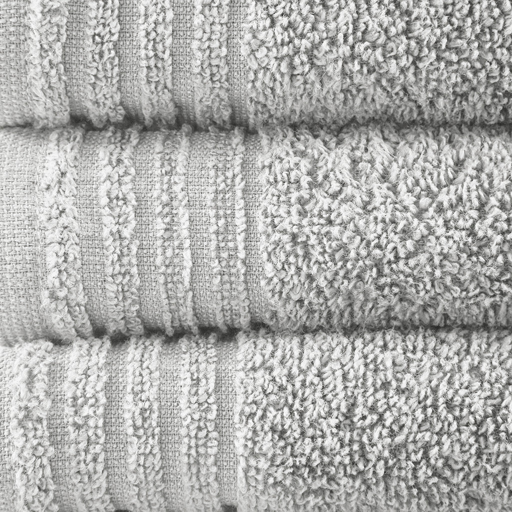 Big Bundle 100% Cotton Quick Dry 12 Piece Bath Towel Set - Silver