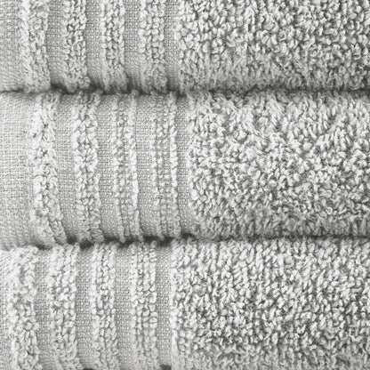Big Bundle 100% Cotton Quick Dry 12 Piece Bath Towel Set - Silver