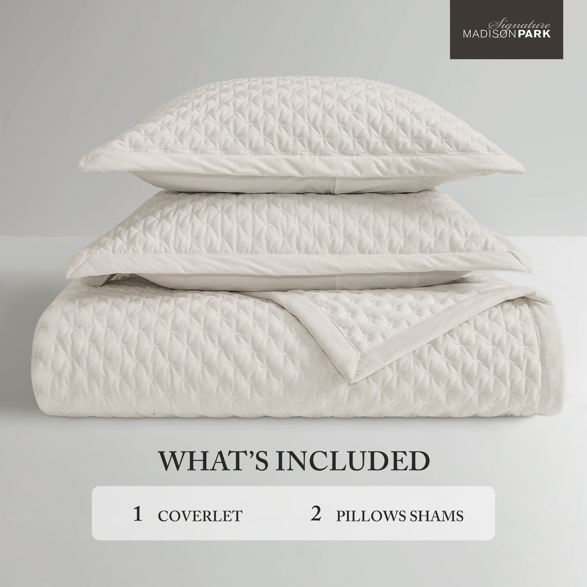Charleston Velvet Coverlet Mini Set - White