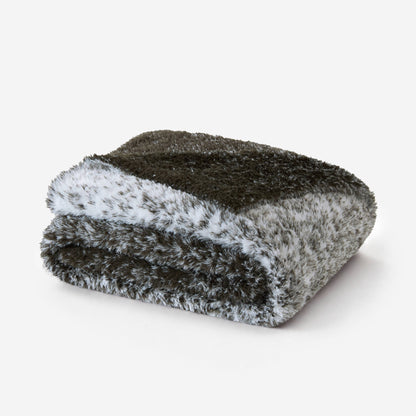 Ombre Knit Fur Throw - Olive Ombre