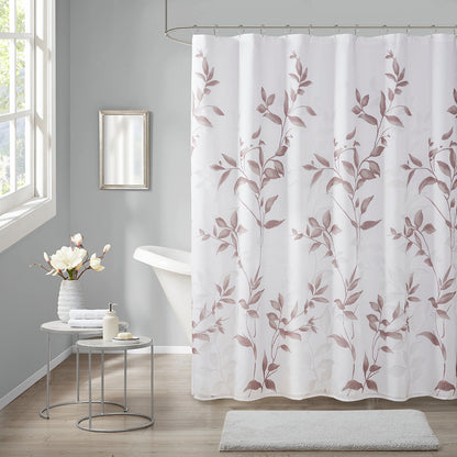 Cecily Burnout Printed Shower Curtain - Mauve