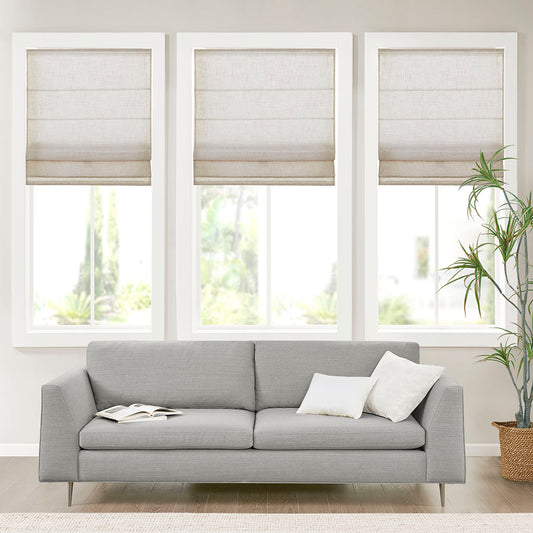Kyler Linen Blend Light Filtering Cordless Roman Shade - Natural