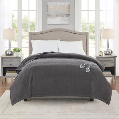 Electric Micro Fleece Heated Blanket - Grey