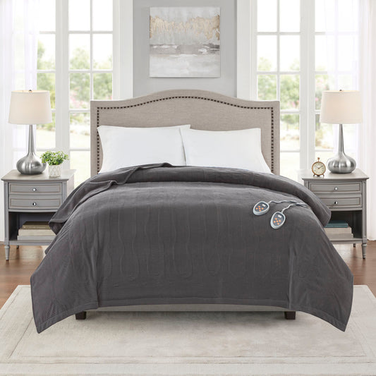 Electric Micro Fleece Heated Blanket - Grey