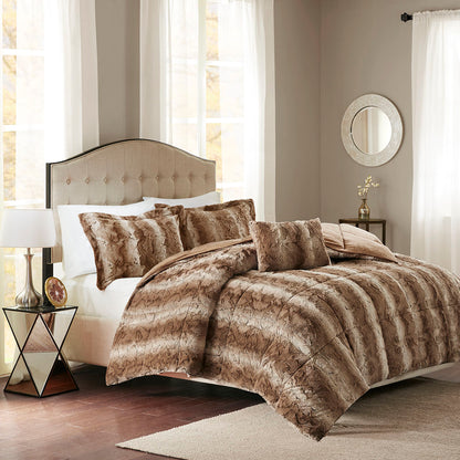 Zuri Faux Fur Comforter Set - Tan