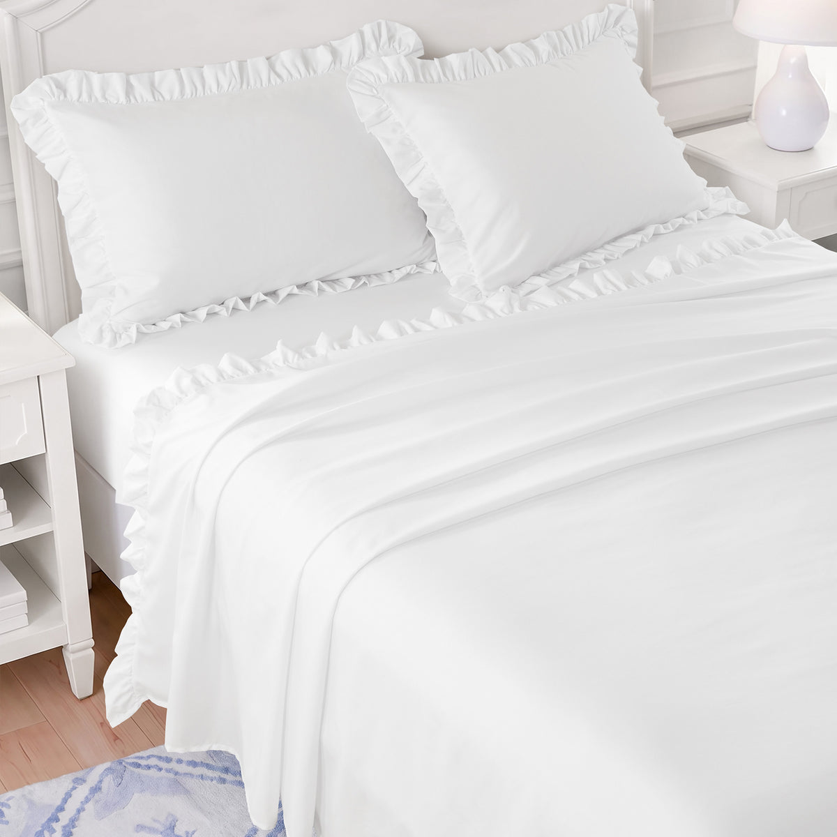 Microfiber Ruffle Sheets - Bright White
