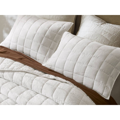French Flax Linen Garment Washed Quilt Set - White