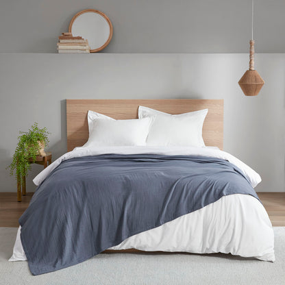 Gauze 100% Cotton Lightweight Blanket - Blue