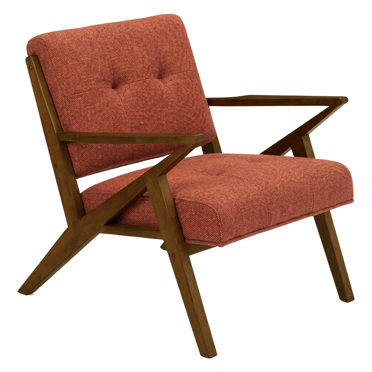 Rocket Upholstered Arm Chair with Angled Wood Frame - Burnt Orange
