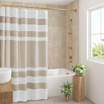 Spa Waffle Shower Curtain with 3M Treatment - Taupe