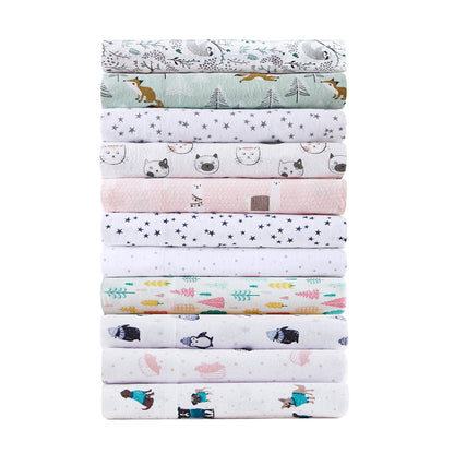Cozy Soft Cotton Flannel Printed Sheet Set - Grey Sloths