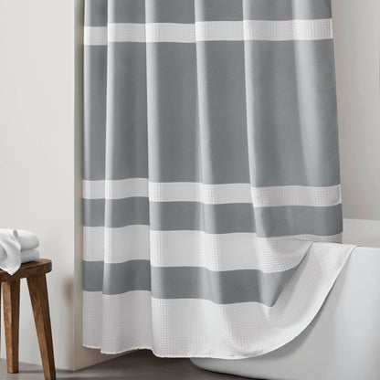 Spa Waffle Shower Curtain with 3M Treatment - Grey