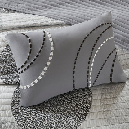 Knowles Quilt Set with Cotton Bed Sheets - Grey