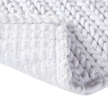 Lasso 100% Cotton Chenille Chain Stitch Rug - White