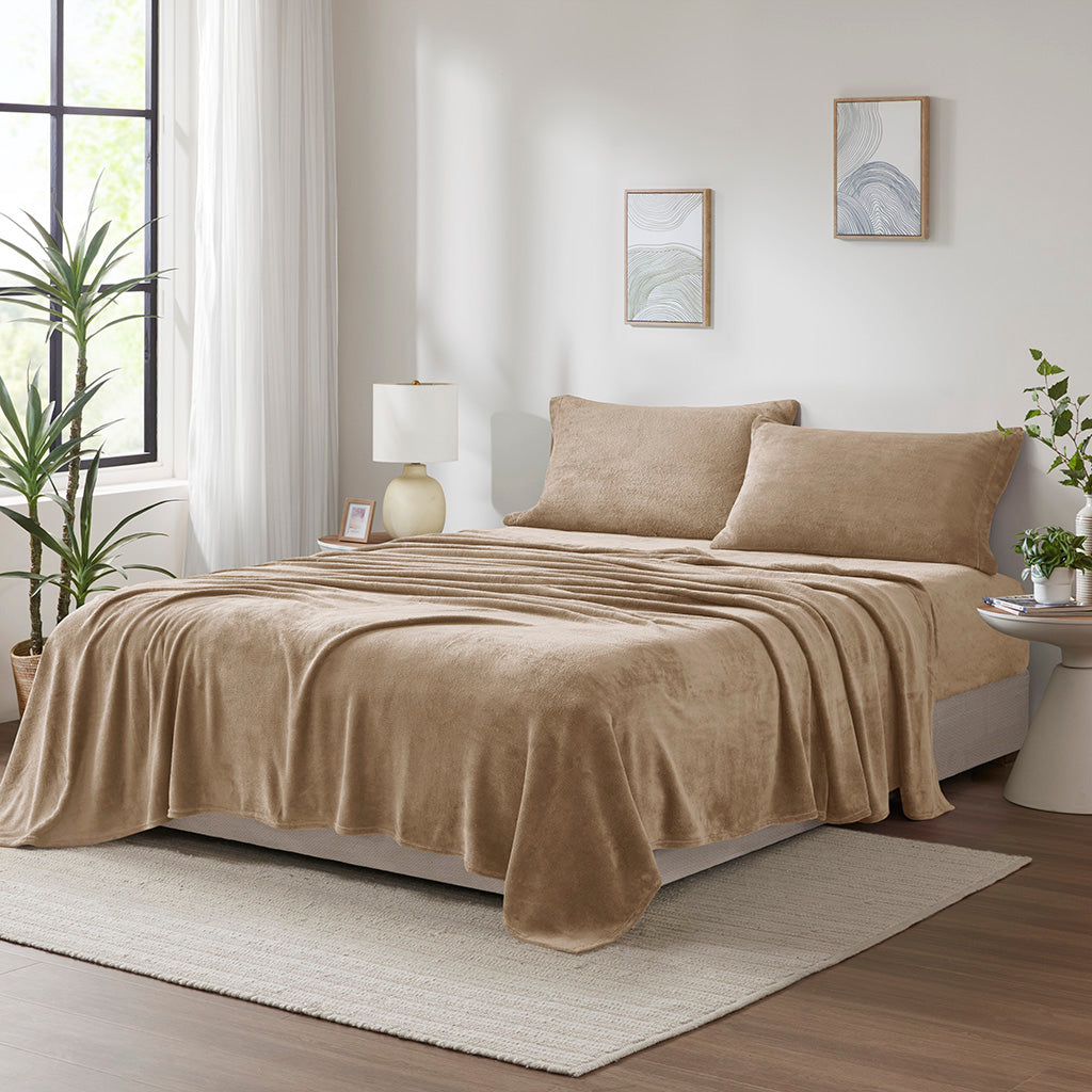 Soloft Plush Micro Plush Sheet Set - Taupe
