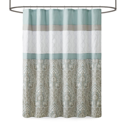 Shawnee Printed and Embroidered Shower Curtain - Seafoam