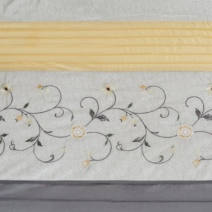 Serene Faux Silk Embroidered Floral Shower Curtain - Yellow