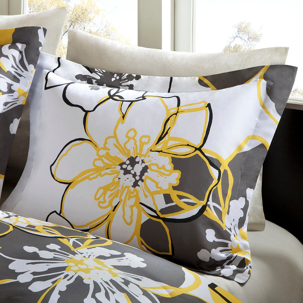 Allison Floral Duvet Cover Set - Yellow