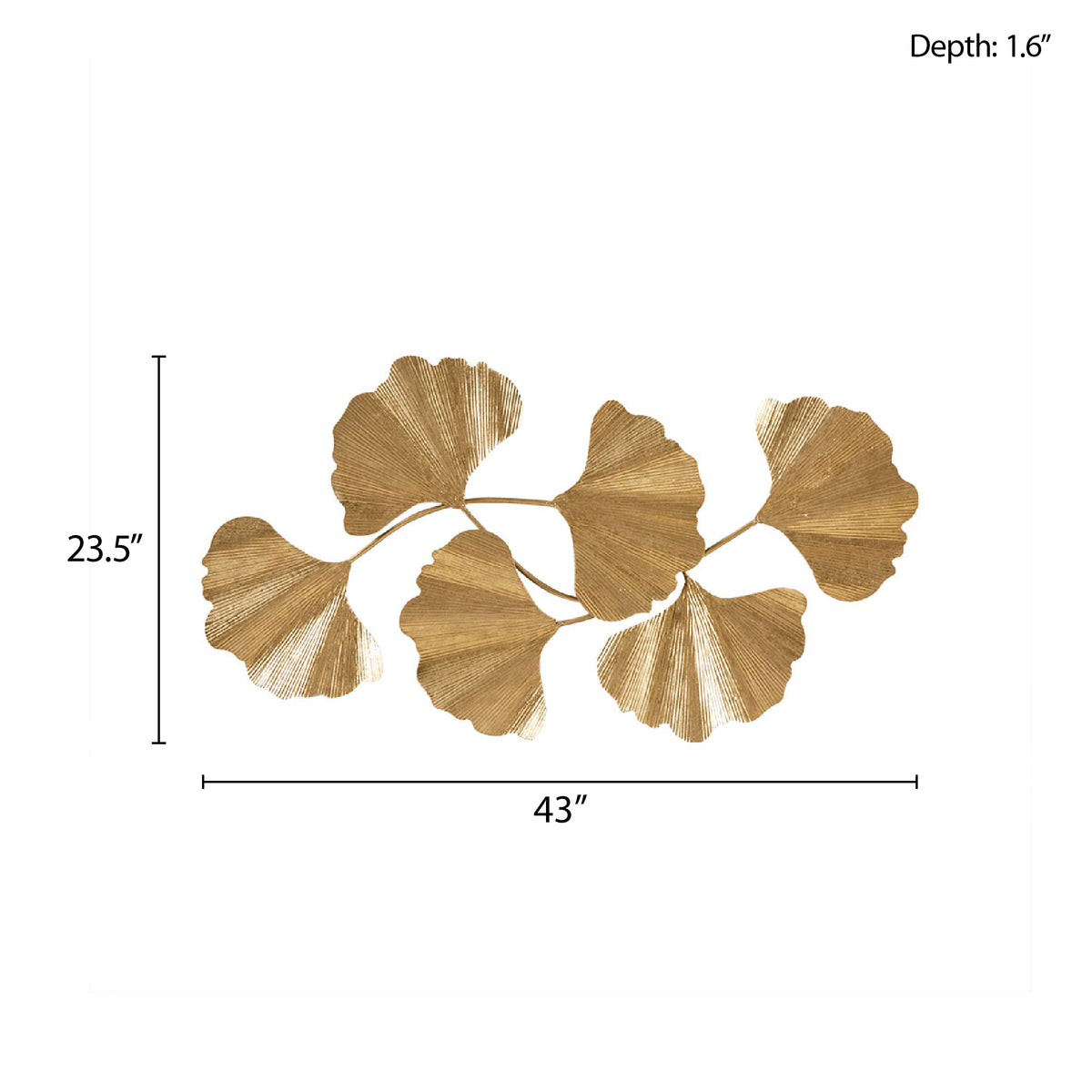 Faye Gold Foil Metal Ginkgo Leaf Wall Decor - Gold