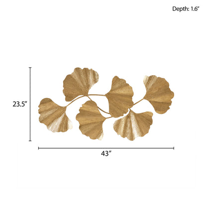 Faye Gold Foil Metal Ginkgo Leaf Wall Decor - Gold