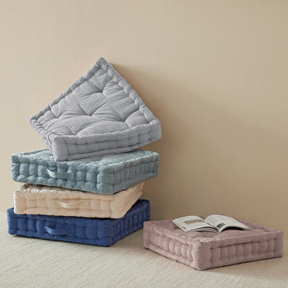 Azza Poly Chenille Square Floor Pillow Cushion - Grey