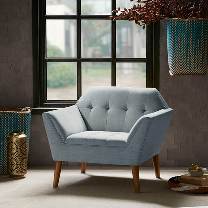 Newport Wide Mid-Century Modern Lounge Chair - Light Blue