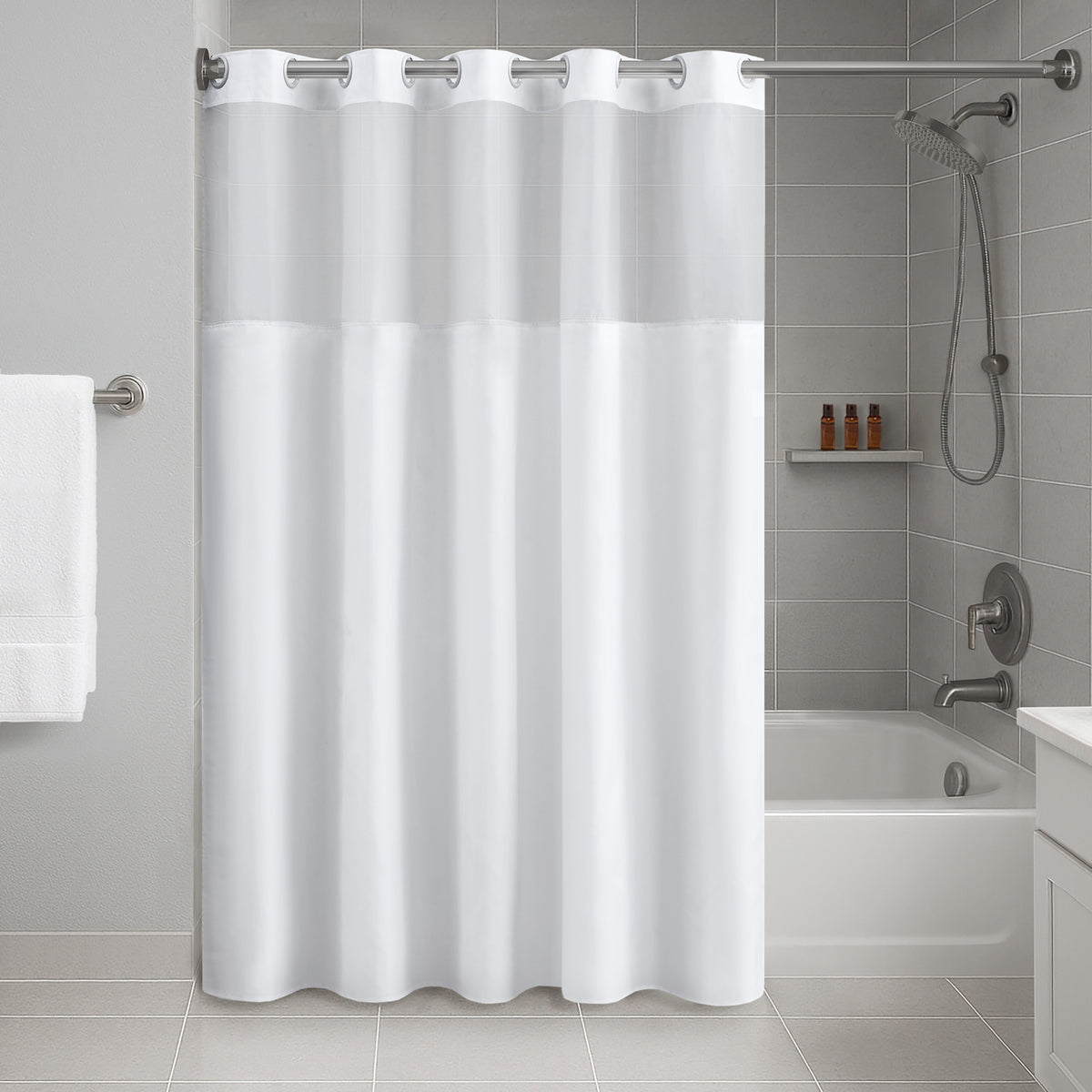 Plain Weave Essential Shower Curtain- Solid - White