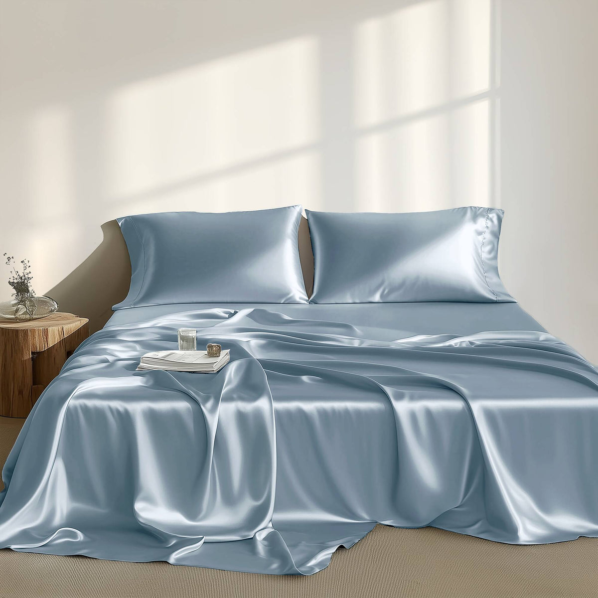 Satin Luxury Sheet Set - Blue
