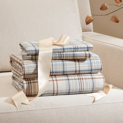 Cotton Flannel Sheet Set - Dart Gray Plaid