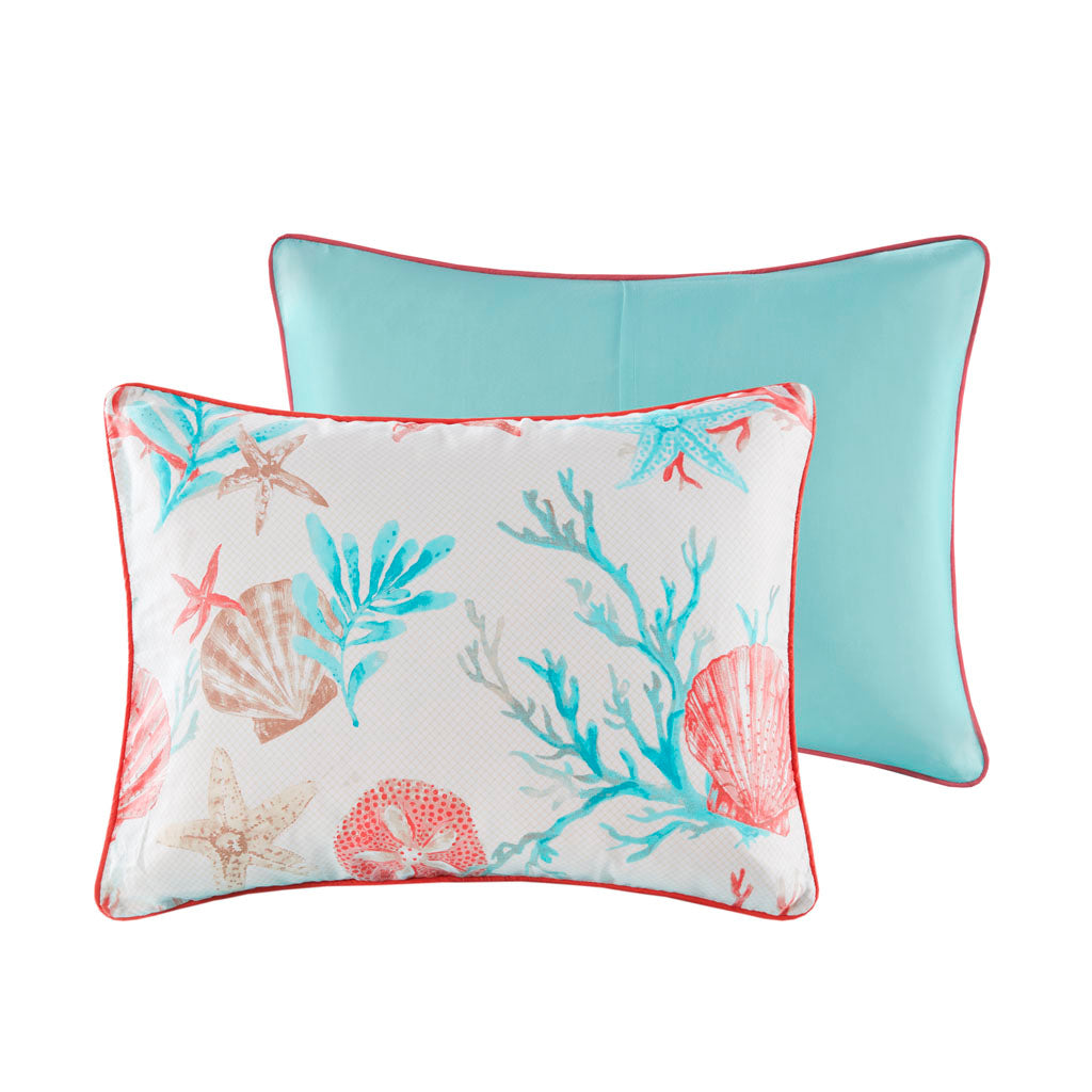 Pebble Beach 6 Piece Cotton Sateen Duvet Cover Set - Coral