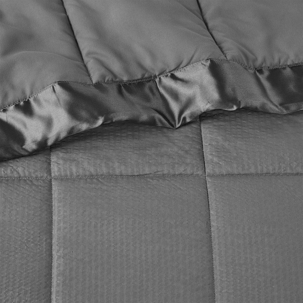 Cambria Oversized Down Alternative Blanket with Satin Trim - Charcoal