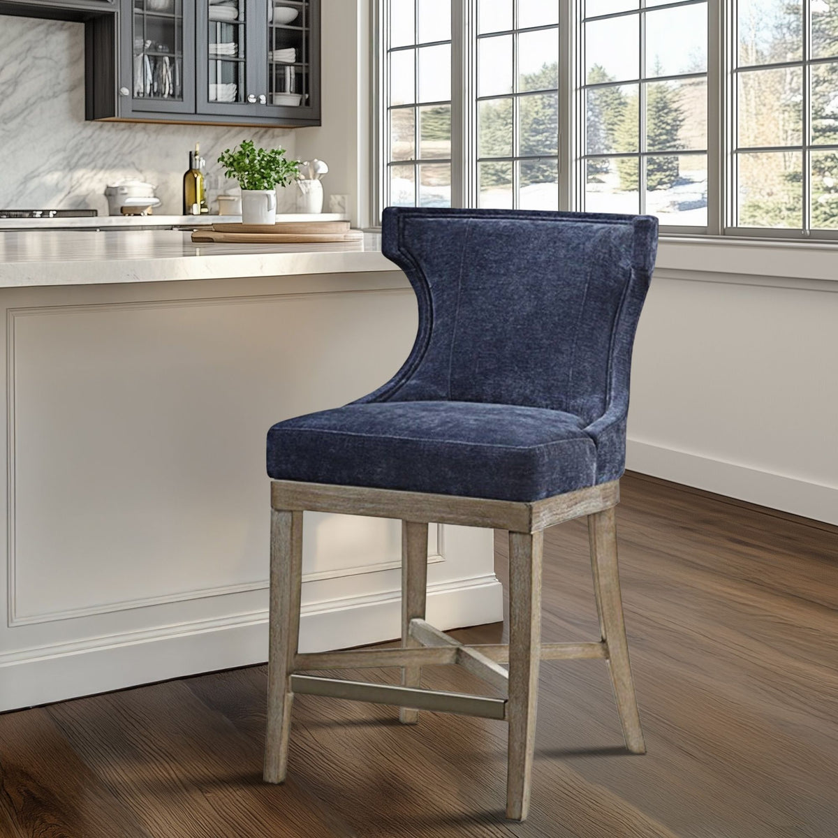 Carson Counter Stool With Swivel Seat - Navy