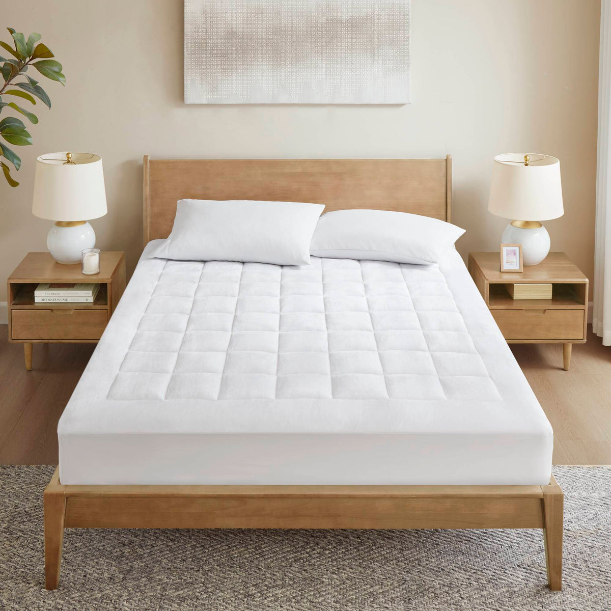 Cloud Soft Overfilled Plush Waterproof Mattress Pad - White