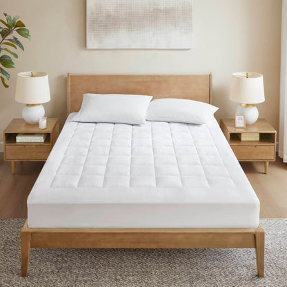 Cloud Soft Overfilled Plush Waterproof Mattress Pad - White