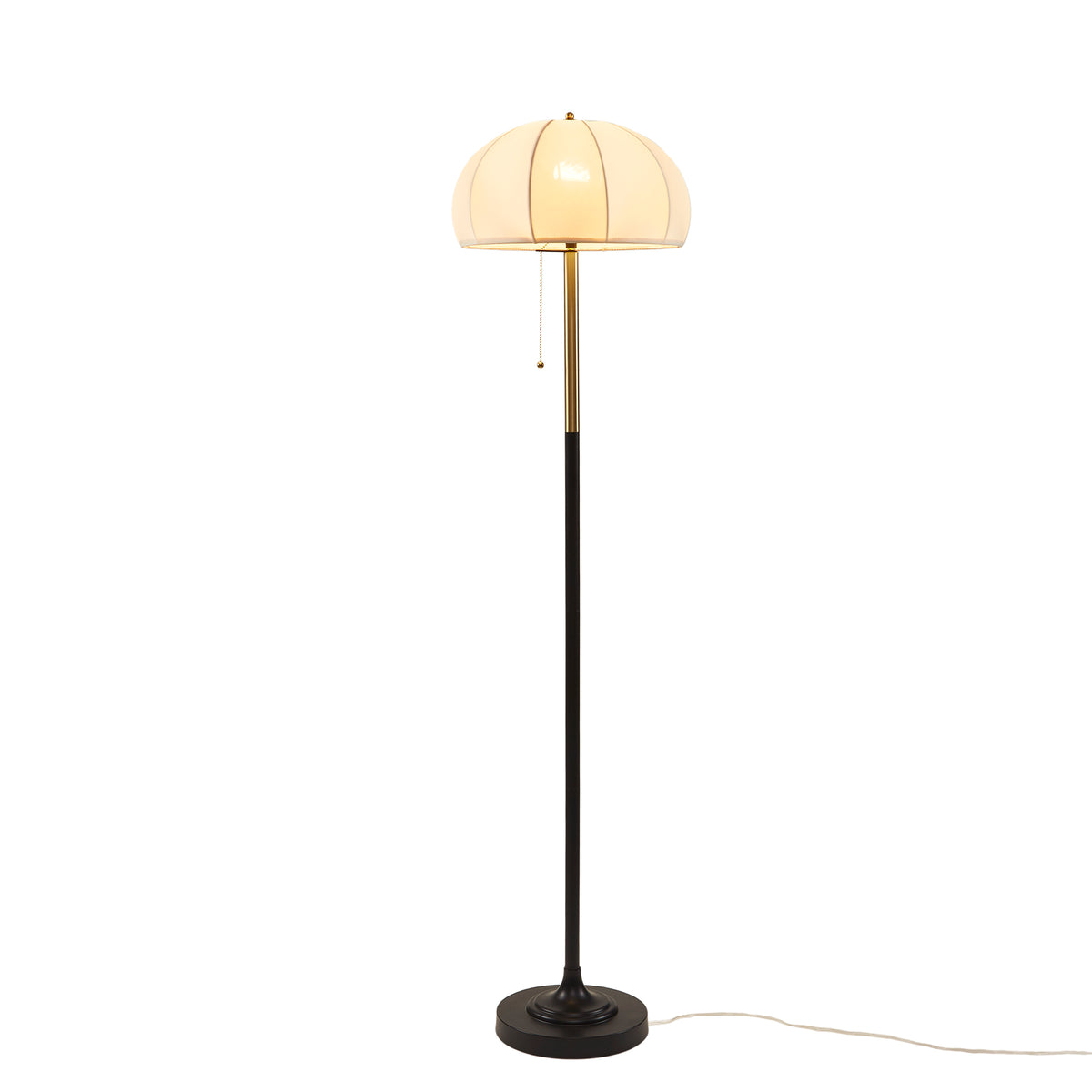 Serin Dimmable Floor Lamp with Dome Shade - Black / Antique Gold