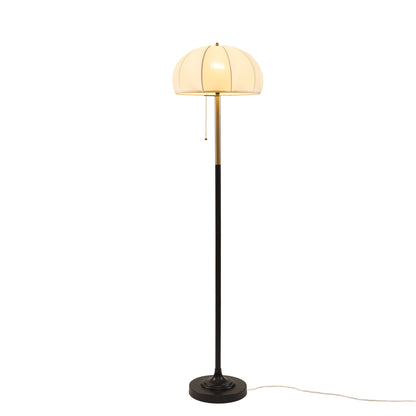Serin Dimmable Floor Lamp with Dome Shade - Black / Antique Gold